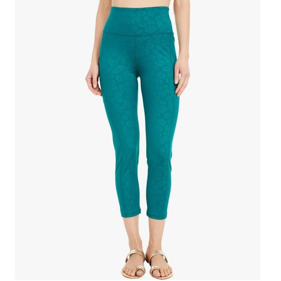 Lilly Pulitzer Luxletic like new spruce green blue embossed pocket leggings - Picture 6 of 6